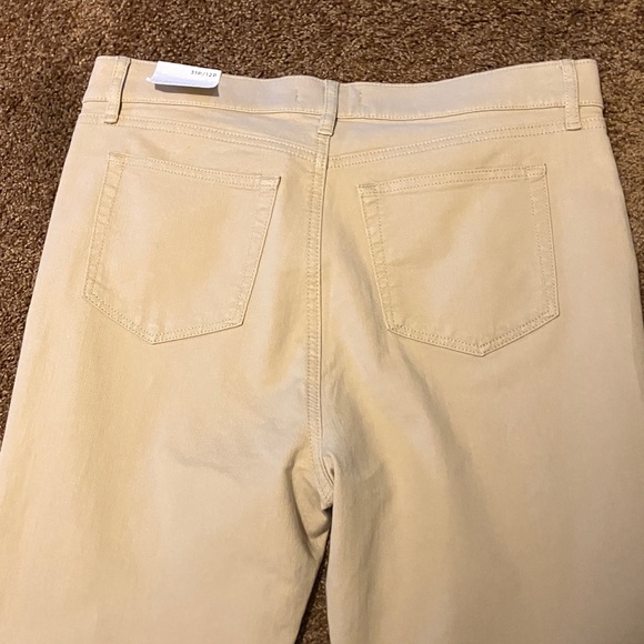 LOFT.  VERY NICE pair of Tan Flare-Leg Denim Pants. Size 12 PETITE. NICE FABRIC! - Picture 7 of 7